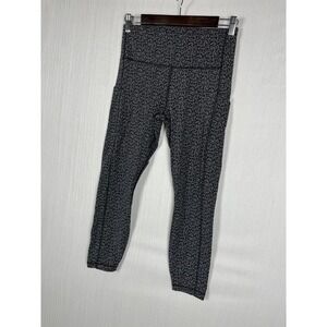 Athleta Ultimate Stash Pocket Womens M Black Textured 7/8 Leggings